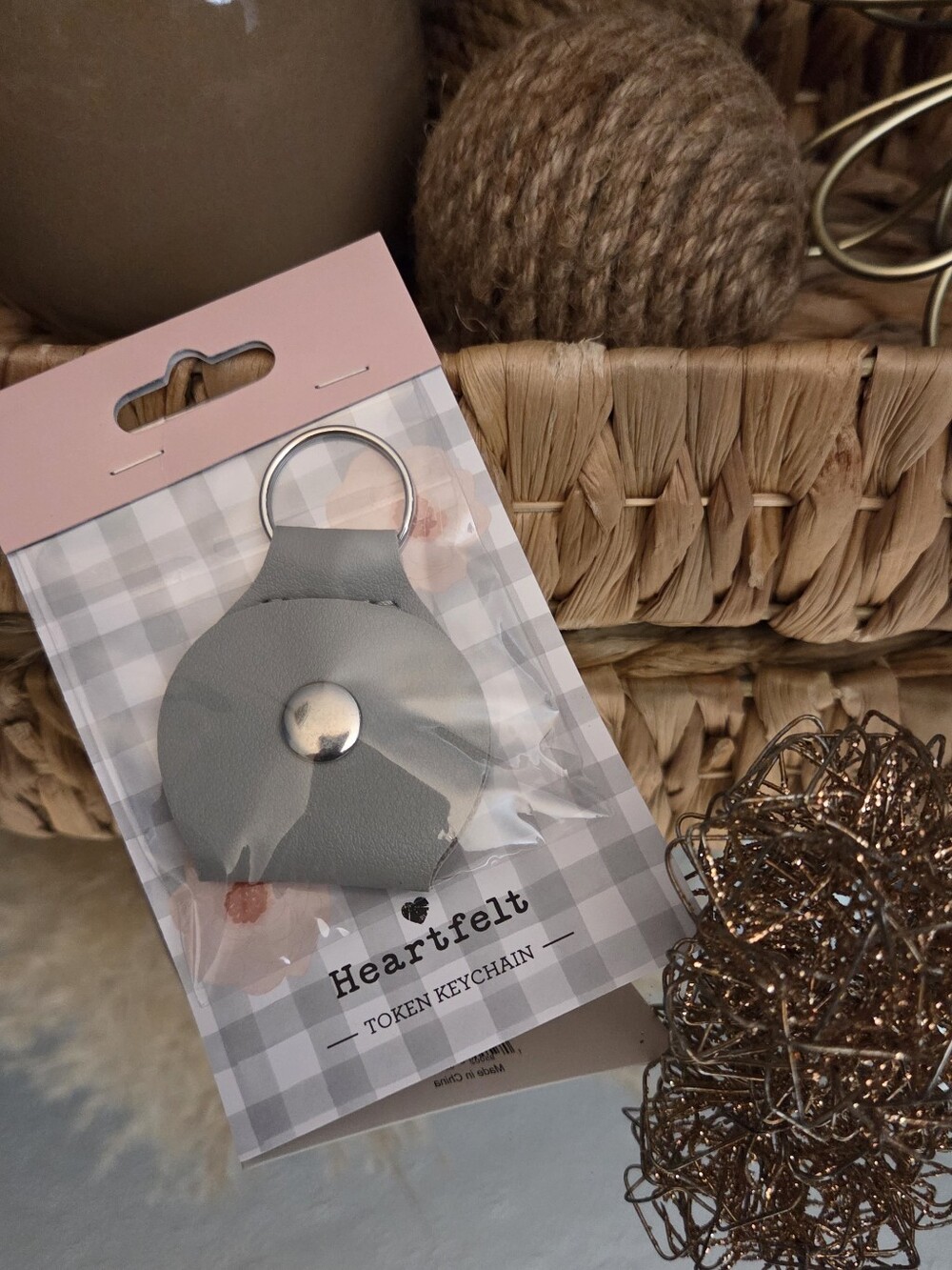 Heartfelt Dream Inspirational Token Keychain NWT Gift Faux Leather Mustard
